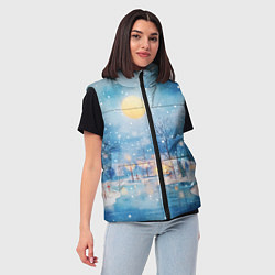 Женский жилет Новогодняя атмосфера - акварель, цвет: 3D-светло-серый — фото 2