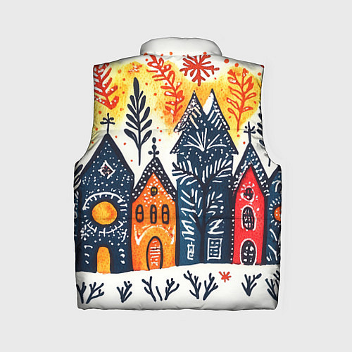Женский жилет Разноцветные новогодние дома / 3D-Светло-серый – фото 2