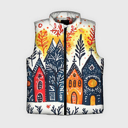 Женский жилет Разноцветные новогодние дома, цвет: 3D-светло-серый