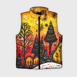 Женский жилет Елочки на фоне оранжевого неба
