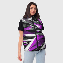 Женский жилет Чёрно-фиолетово-белая абстракция, цвет: 3D-красный — фото 2