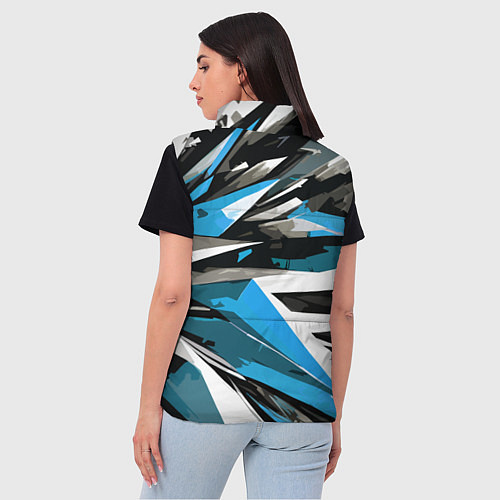 Женский жилет Чёрно-сине-белая абстракция / 3D-Красный – фото 4