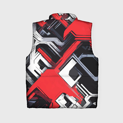 Женский жилет Красно-белый техно паттерн / 3D-Светло-серый – фото 2