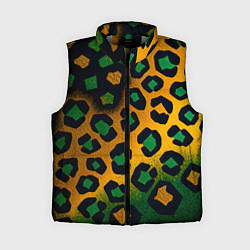 Женский жилет Зеленые и золотые пятна леопарда, цвет: 3D-светло-серый