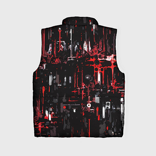 Женский жилет Бело-красная тревожная абстракция на чёрном фоне / 3D-Черный – фото 2