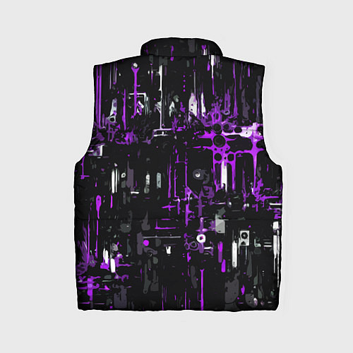 Женский жилет Бело-фиолетовая тревожная абстракция на чёрном фон / 3D-Черный – фото 2