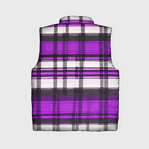 Женский жилет Фиолетово-белая ткань в клетку / 3D-Черный – фото 2
