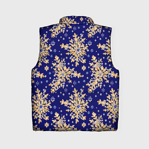 Женский жилет Золотые снежинки на синем шелке / 3D-Красный – фото 2