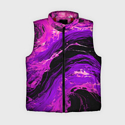 Женский жилет Фиолетовые брызги на чёрном фоне, цвет: 3D-красный