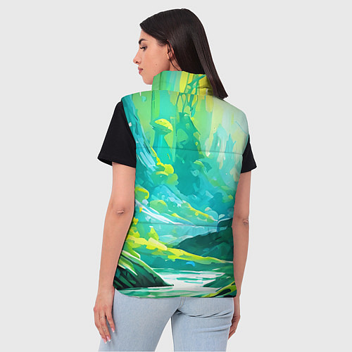 Женский жилет Зелёная кислотная абстракция / 3D-Красный – фото 4