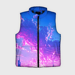 Женский жилет Розовые тучи на голубом небе киберпанк, цвет: 3D-черный