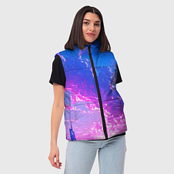 Женский жилет Розовые тучи на голубом небе киберпанк, цвет: 3D-черный — фото 2