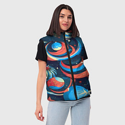 Женский жилет Абстракция ёлочных игрушек, цвет: 3D-красный — фото 2