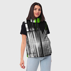 Женский жилет Зелёно-чёрный гранж на белом фоне, цвет: 3D-светло-серый — фото 2