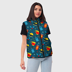 Женский жилет Новогодний сладкий паттерн, цвет: 3D-светло-серый — фото 2