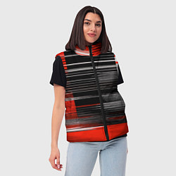Женский жилет Белые вертикальные полосы на чёрно-красном фоне, цвет: 3D-черный — фото 2