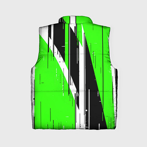 Женский жилет Чёрно-белые вертикальные полосы на зелёном фоне / 3D-Черный – фото 2