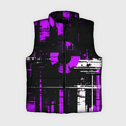 Женский жилет Фиолетово-белый гранж на чёрном фоне, цвет: 3D-черный
