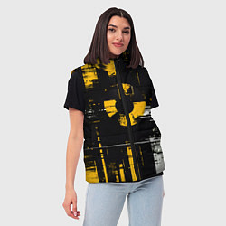Женский жилет Жёлто-белый гранж на чёрном фоне, цвет: 3D-черный — фото 2
