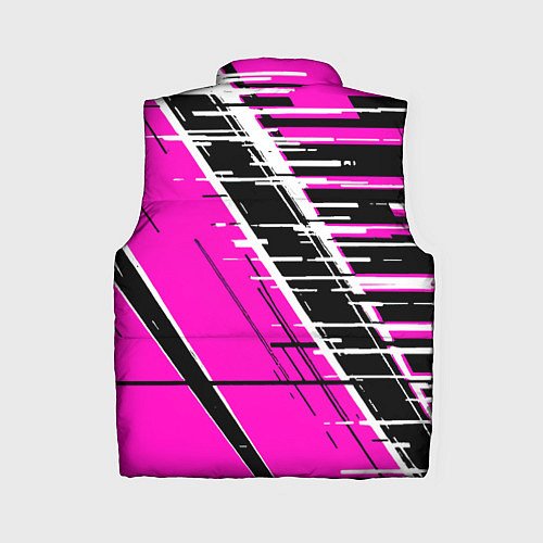 Женский жилет Чёрно-белые глитч полосы на розовом фоне / 3D-Черный – фото 2