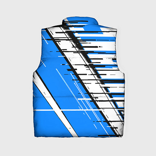 Женский жилет Чёрно-белые глитч полосы на синем фоне / 3D-Черный – фото 2