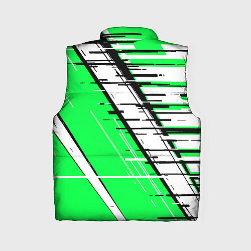 Женский жилет Чёрно-белые глитч полосы на зелёном фоне / 3D-Черный – фото 2