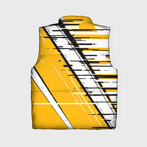 Женский жилет Чёрно-белые глитч полосы на жёлтом фоне / 3D-Черный – фото 2