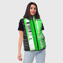 Женский жилет Белые полосы на зелёно-чёрном фоне, цвет: 3D-красный — фото 2