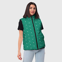 Женский жилет Снежинки на сине-зеленом, цвет: 3D-черный — фото 2