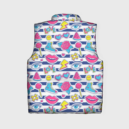 Женский жилет Полосатый паттерн с яркими молодежными стикерами / 3D-Черный – фото 2