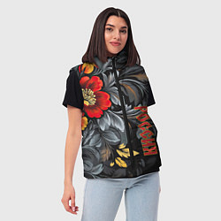 Женский жилет Россия - цветочный узор, цвет: 3D-черный — фото 2