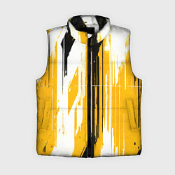 Женский жилет Вертикальные чёрно-белые линии на жёлтом фоне, цвет: 3D-черный