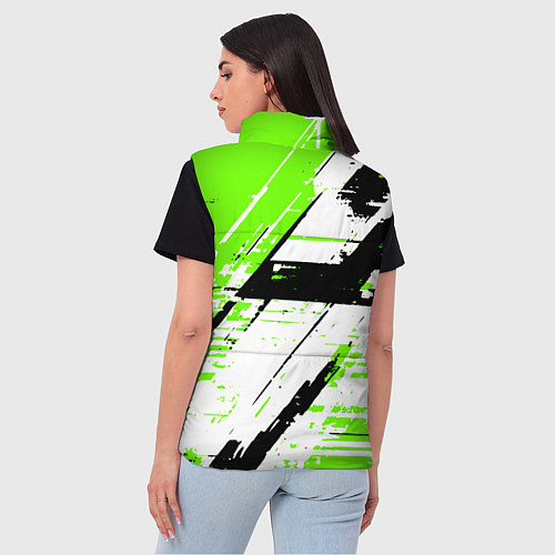 Женский жилет Diagonal black and green stripes on a white backgr / 3D-Красный – фото 4