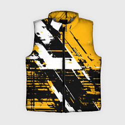 Женский жилет Diagonal black and white stripes on a yellow backg, цвет: 3D-светло-серый