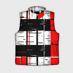 Женский жилет Чёрные и красные полосы на белом фоне, цвет: 3D-черный