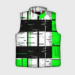 Женский жилет Зелёные и чёрные полосы на белом фоне, цвет: 3D-красный