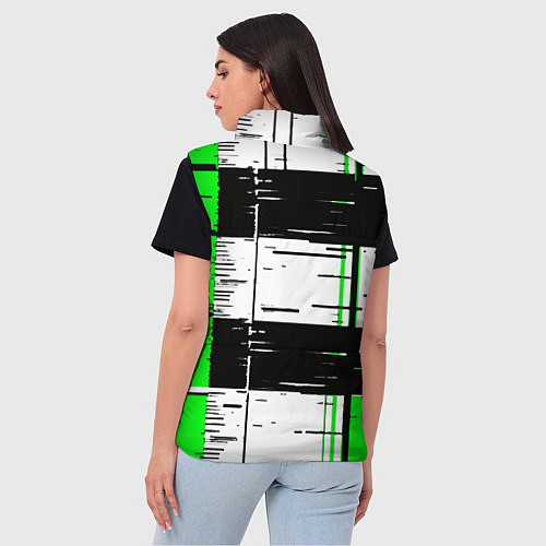 Женский жилет Зелёные и чёрные полосы на белом фоне / 3D-Красный – фото 4