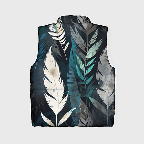Женский жилет Перья и листья / 3D-Черный – фото 2