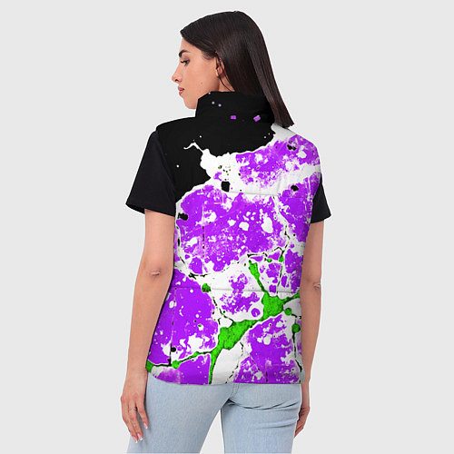Женский жилет Зелёно-фиолетовая абстракция на чёрном фоне / 3D-Красный – фото 4