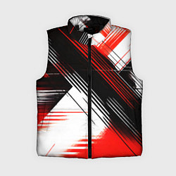 Женский жилет Диагональные красно-чёрные линии на белом фоне, цвет: 3D-черный