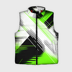 Женский жилет Диагональные бело-зелёные линии на чёрном фоне, цвет: 3D-красный