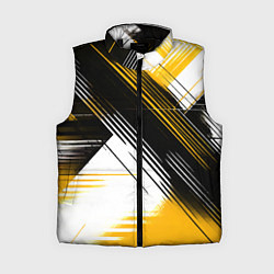Женский жилет Диагональные жёлто-чёрные линии на белом фоне, цвет: 3D-черный