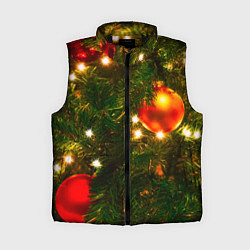 Женский жилет Новогодние украшения на ёлке, цвет: 3D-черный