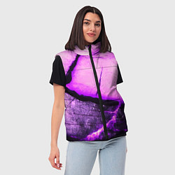Женский жилет Трещины на абстрактном фиолетовом фоне, цвет: 3D-черный — фото 2