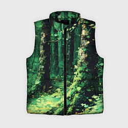 Женский жилет Зелёный летний лес, цвет: 3D-черный