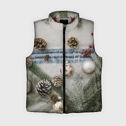 Женский жилет Новогодние украшения, цвет: 3D-красный