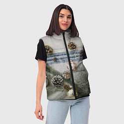 Женский жилет Новогодние украшения, цвет: 3D-красный — фото 2