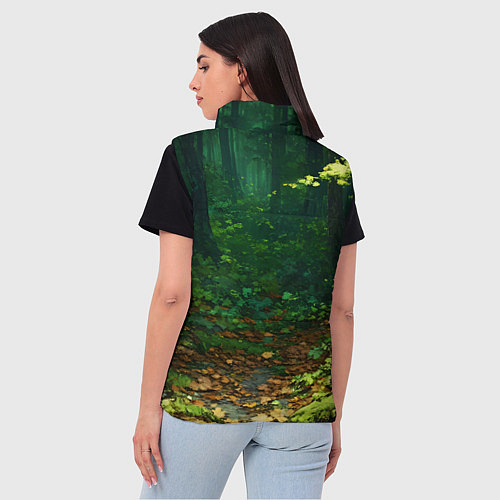 Женский жилет Зелёный летний лес / 3D-Красный – фото 4