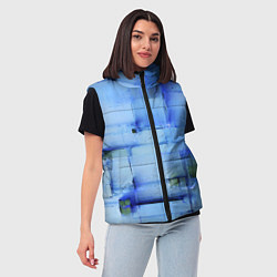 Женский жилет Чёрные пятна на синем фоне абстракция, цвет: 3D-красный — фото 2