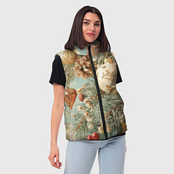 Женский жилет Елочные новогодние игрушки, цвет: 3D-черный — фото 2